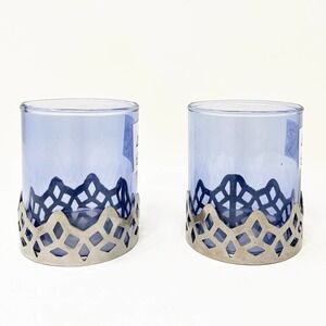 IKEA GOKVALLA Blue & Silver Tealight Holder (2)